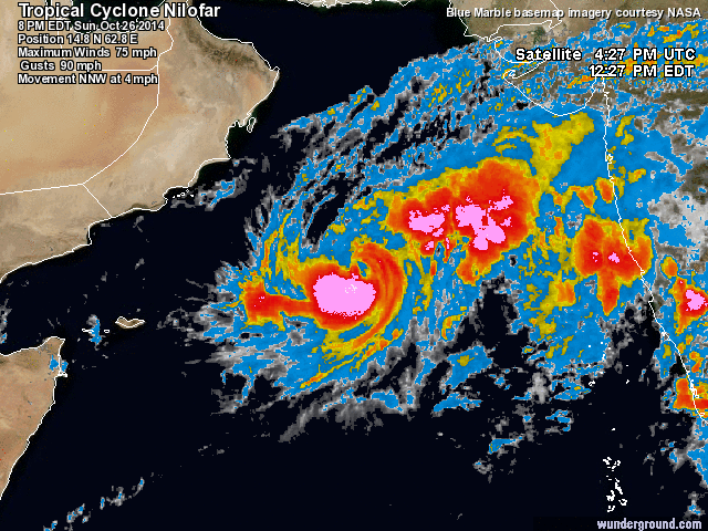 Nilofar Cyclone satellite image